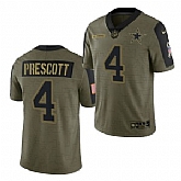 Nike Dallas Cowboys 4 Dak Prescot 2021 Olive Salute To Service Limited Jersey Dzhi,baseball caps,new era cap wholesale,wholesale hats